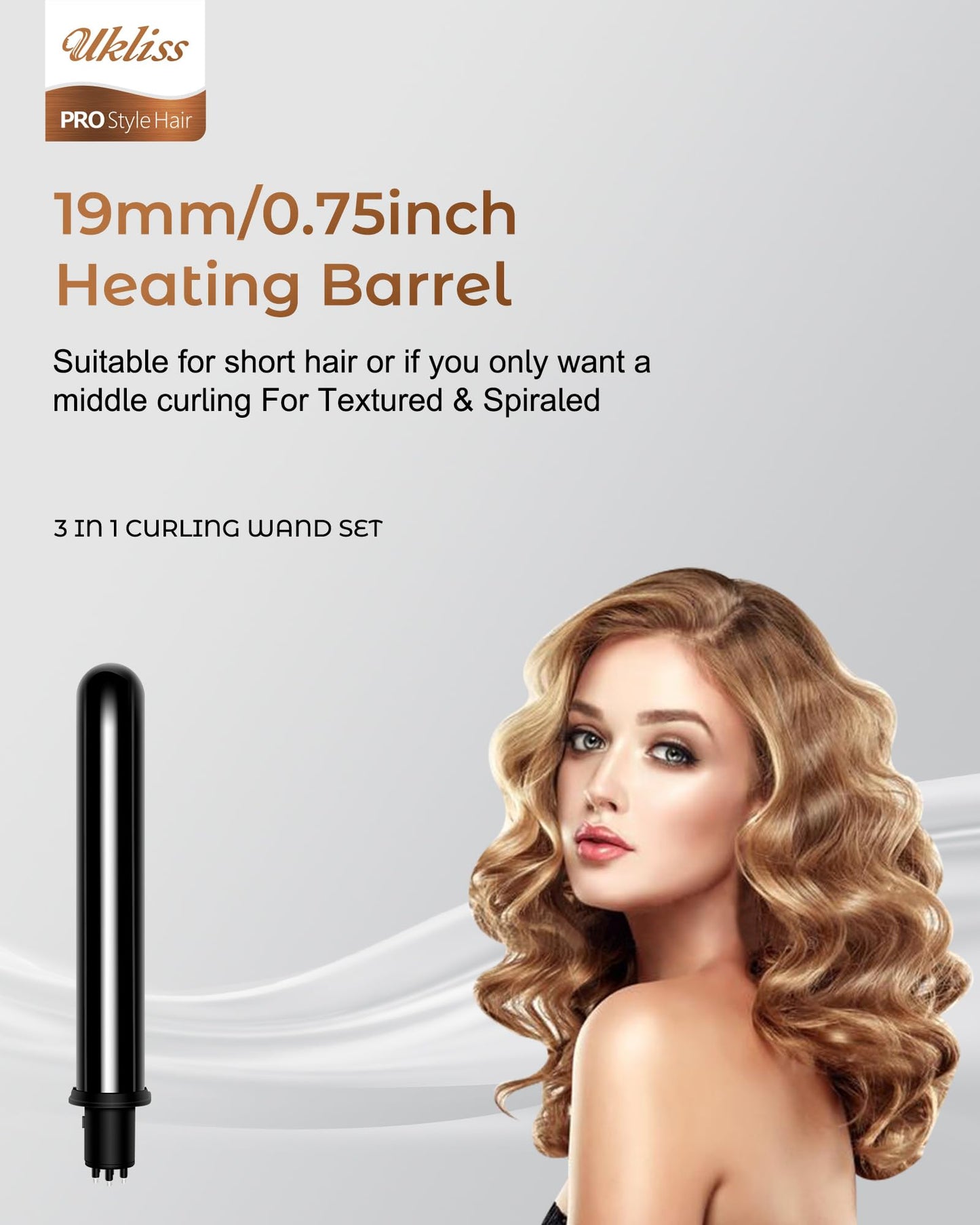 Ukliss 3 in 1 Curling Iron Set, Heated Round Brush for Straightening Curling Detangling, Ceramic Curling Wand for Versatile Styling, Dual Voltage Curling Iron Travel Friendly (Black)