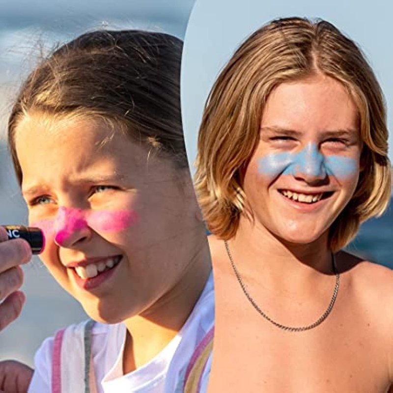 Zinc Oxide Mineral Sunscreen Stick - SPF 50+ Water Resistant | 4-Pack Rainbow Colors (Pink, Blue, Green, Yellow) - For Face & Body