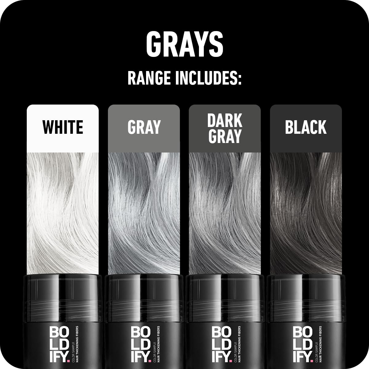 BOLDIFY Hair Fibers Sample Kit - Fill In Thinning and Fine Hair for an Instantly Fuller, Thicker Look (Grays)