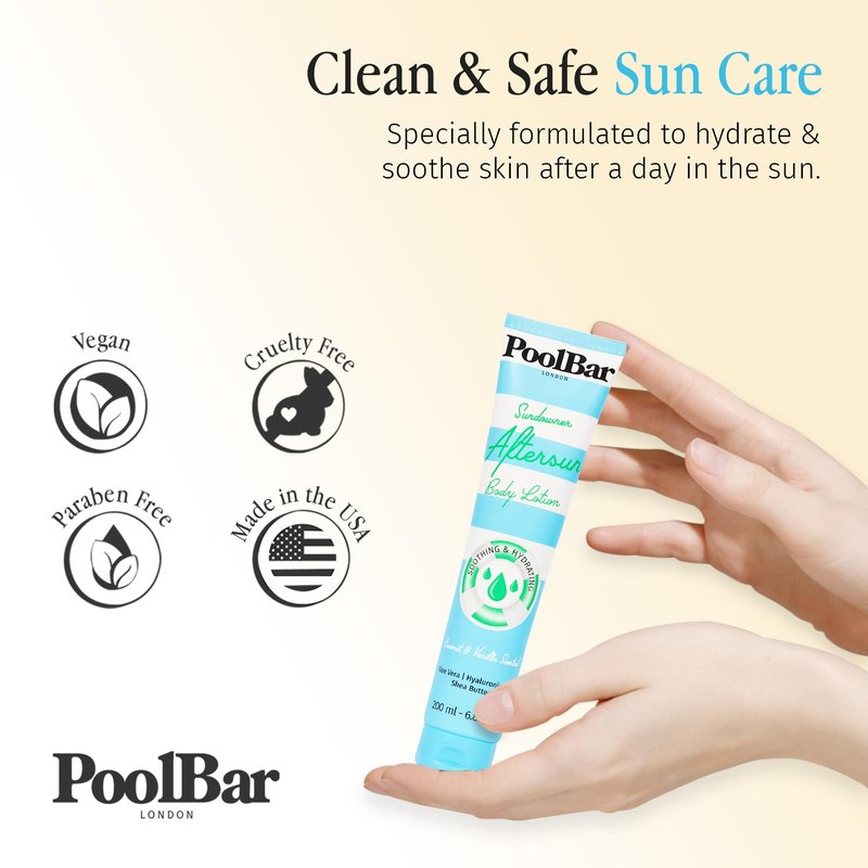 PoolBar Sundowner Aftersun Body Lotion for Women & Men Skin Care, Hydration & Soothing Relief, Coconut & Vanilla Scent Sun Care, Enriched with Hyaluronic Acid, Shea Butter, & Aloe Vera, 200ml (3 Pack)