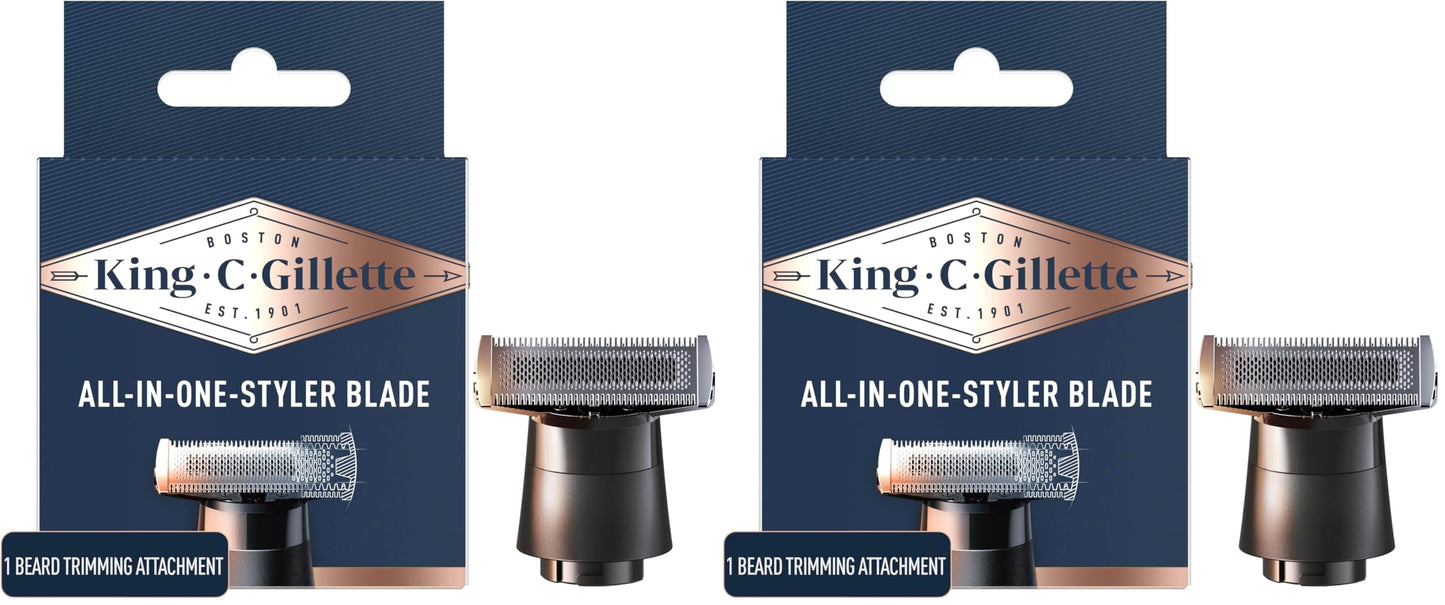 King C. Gillette All-in-One Styler Beard Trimmer Razor Refill with 4-Directional Metal Razor Blades, 1 Cartridge (Pack of 2)