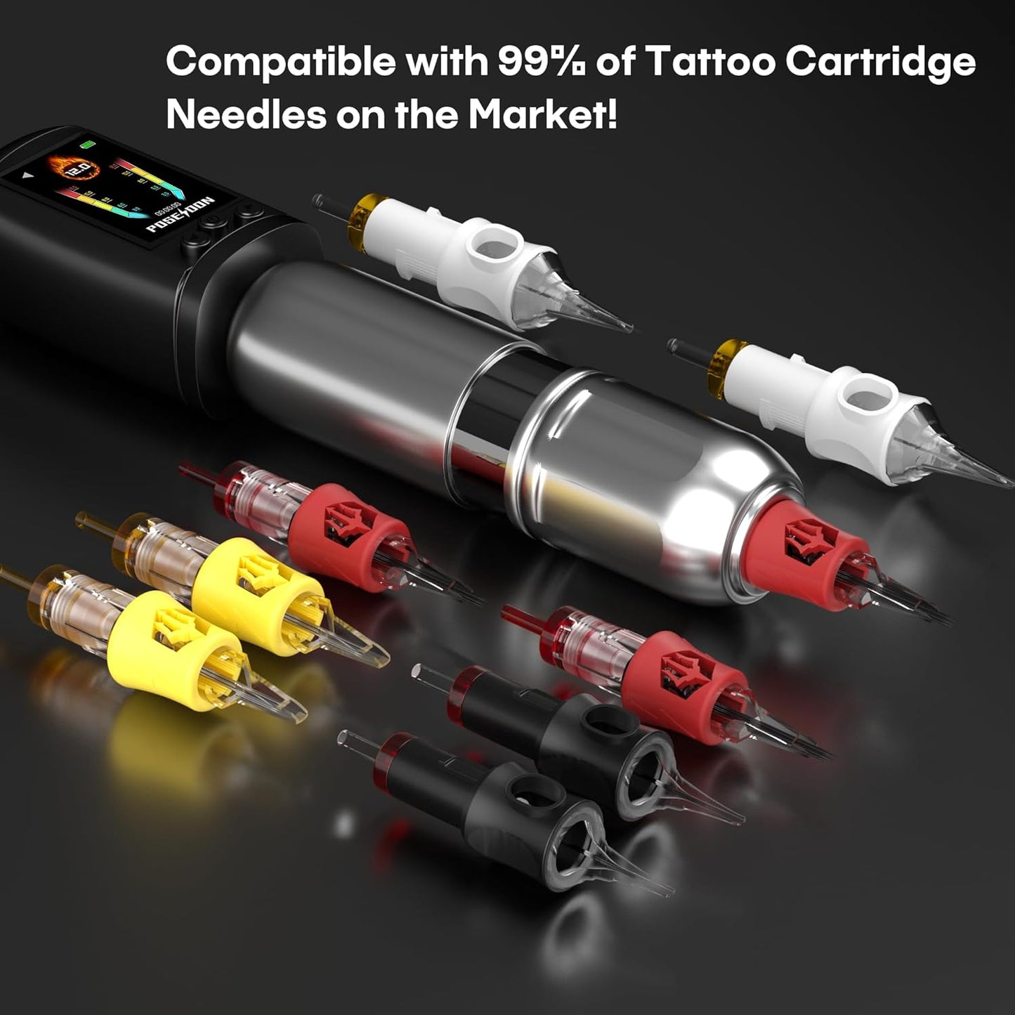POSEIDON Cordless Tattoo Machine Kit - Professional Portable Tattoo Pen with 20 Needles & Ink Set | Complete Starter Supplies