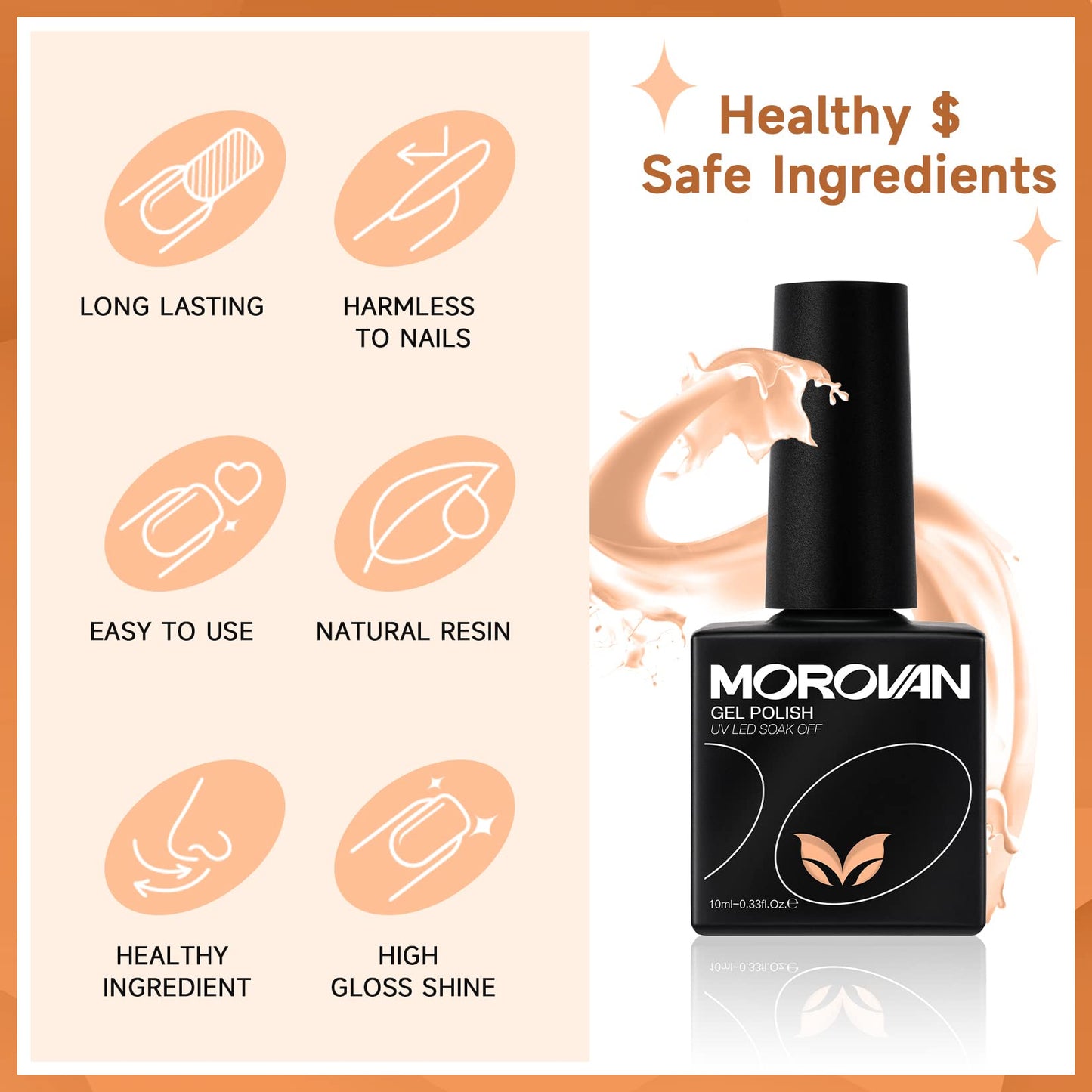 Morovan Gel Nail Polish Set - 36 Colors With UV Light, 48W Lamp, Base & Top Coats, Tools, Pure & Glitter Soak Off Kit, Large Capacity Manicure Starter Set, Gifts for Women