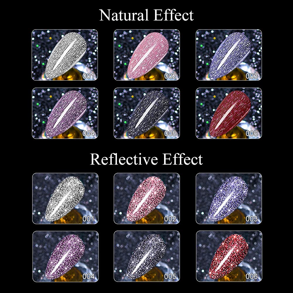 MIZHSE Gel Nail Polish Set - 6 Glitter & 6 Holographic Colors | High Pigment, Soak Off Manicure Art Gift for Women