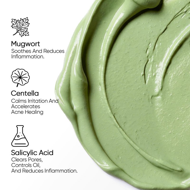 SKINTIFIC Mugwort Clay Stick Mask for Face, Redness Soothing & Breakout Control with Centella and Salicylic Acid, Gentle Exfoliating, Vegan Skincare, Wash-Off Facial Mud Mask