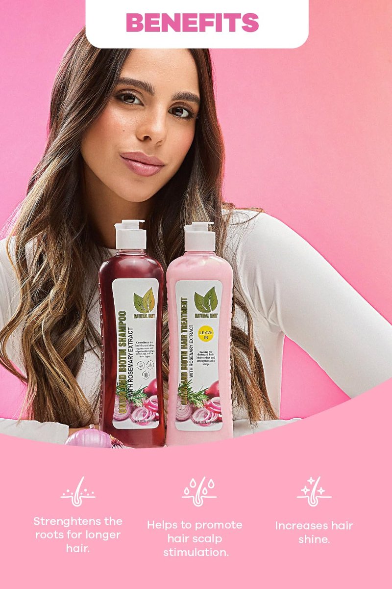 NATURAL SANT - Onion Biotin and Rosemary Shampoo & Treatment Set for Stronger, Thicker and Longer Hair - Soft and Shine, Hair Loss and Thinning, Growth Shampoo, Paraben Free, Silicone Free