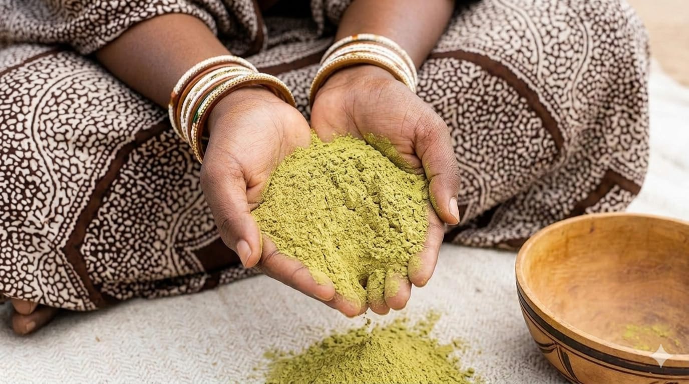 SAAFI AH ORGANICS Qasil Powder Natural Leaf Powder, exfoliates, detoxifies, Helps with clogged pores and Blemishes. soap,Used as a Shampoo. (Large 5 oz)