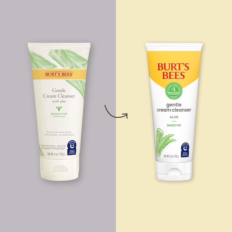 Burt's Bees Gentle Cream Cleanser - Aloe for Sensitive Skin, 98.9% Natural, 6 Oz