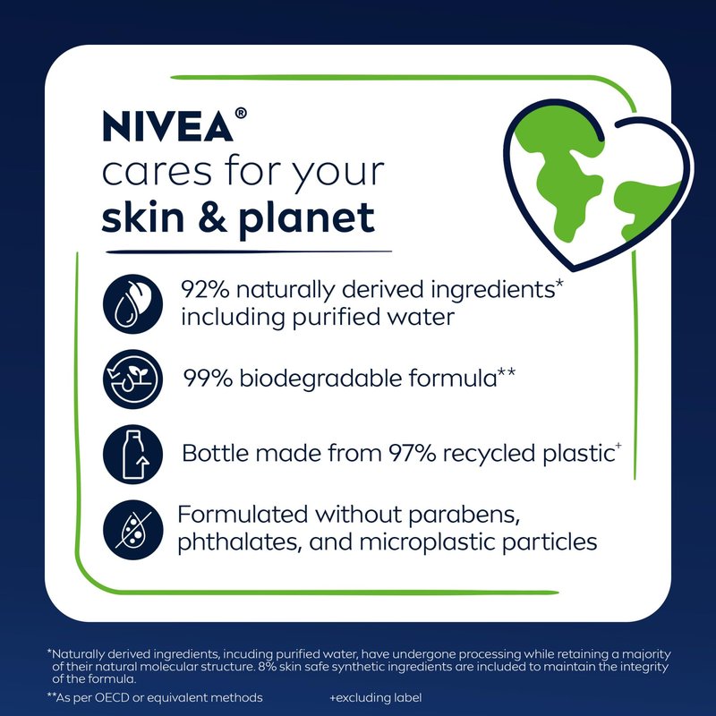 NIVEA MEN Sport Body Wash with Revitalizing Minerals, Tangerine and Pepper Scent, 3-in-1 Men's Body Wash, Face and Hair, Paraben Free, Vegan Formula, 16.9 Fl Oz Bottle, Pack of 3
