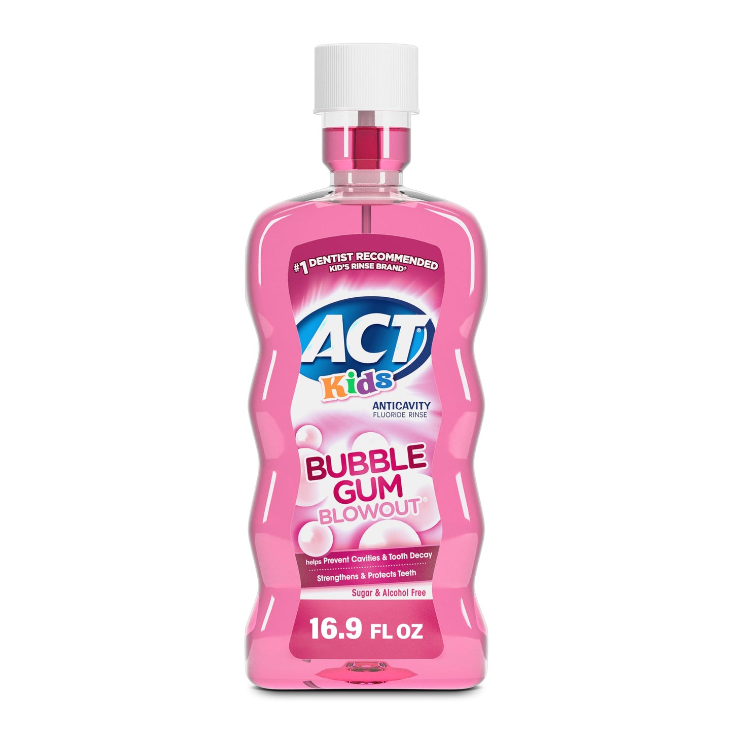 ACT Kids Anti-Cavity Fluoride Rinse, Bubble Gum Blowout, 16.9 oz