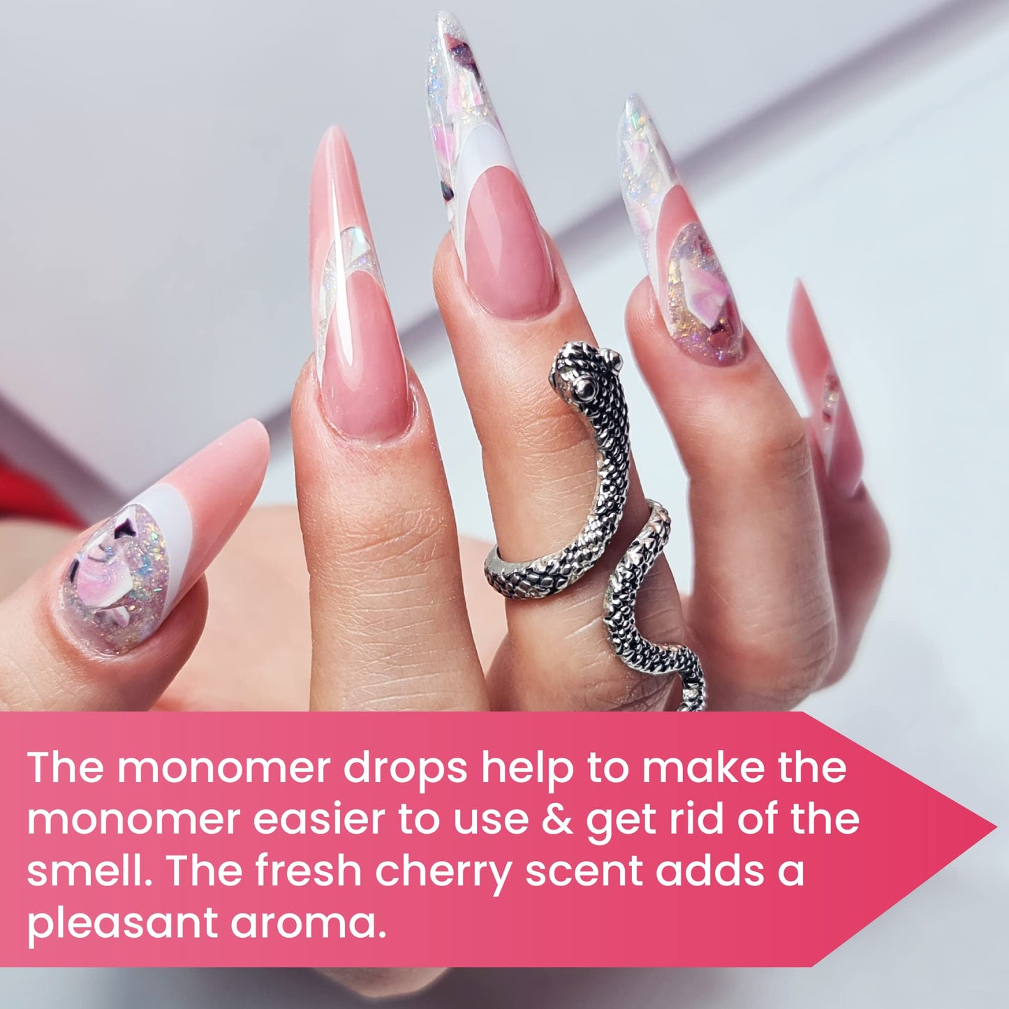 Mia Secret Monomer Drops Cherry Scent, 1oz - Odor Out Drops for Liquid Acrylic Monomer - Liquid Monomer Odor Neutralizer