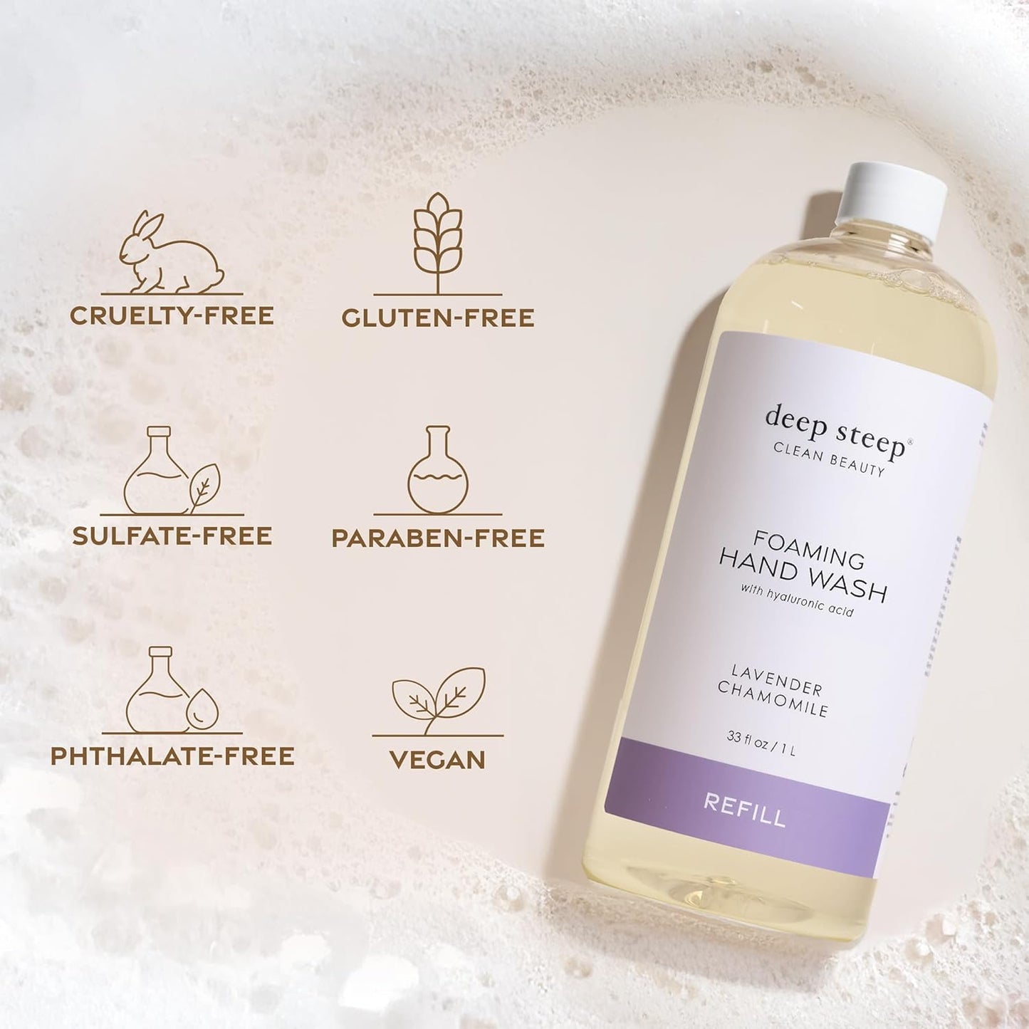 Deep Steep Foaming Hand Wash - Grapefruit Bergamot Refill | 33oz Gentle Aloe Cleanser with Argan Oil & Shea Butter