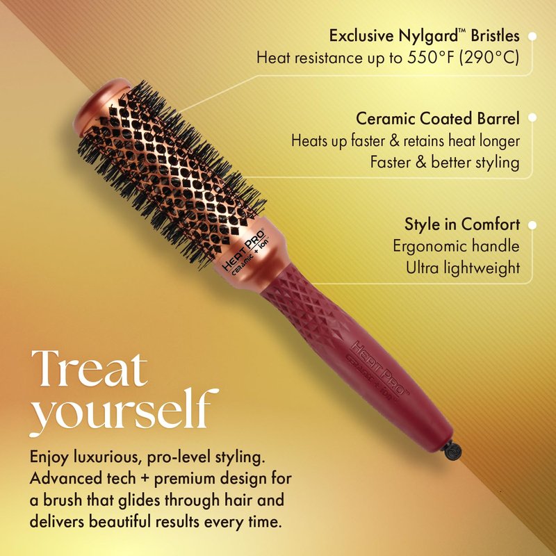 HeatPro Round Thermal Hair Brush - Non-Electric Styling Tool for Smooth, Frizz-Free Hair