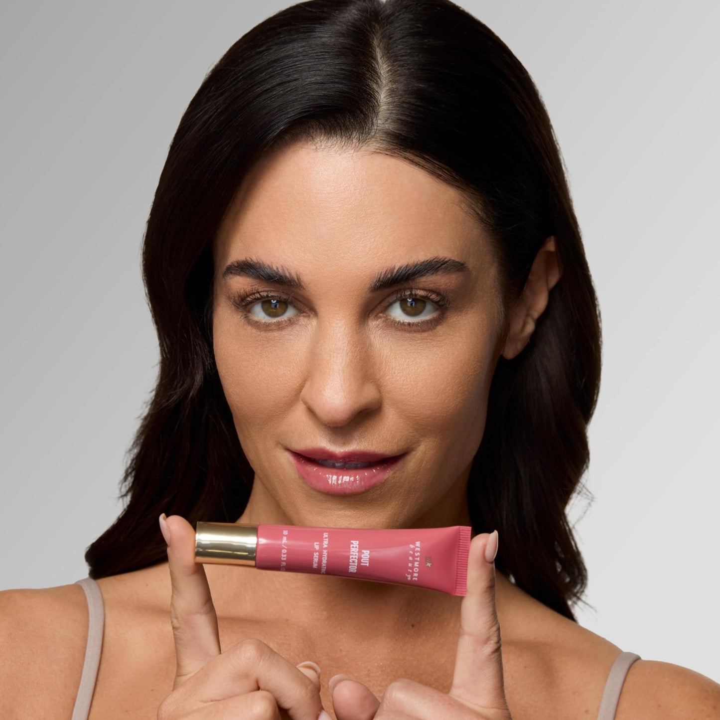 Westmore Beauty Pout Perfector Lip Gloss – Intensely Hydrating Sheer-Tinted Balm with Hyaluronic Acid & Vitamin E – Plumps & Nourishes Dry, Cracked Lips for a High Shine Finish – Soft Rose, .33 oz