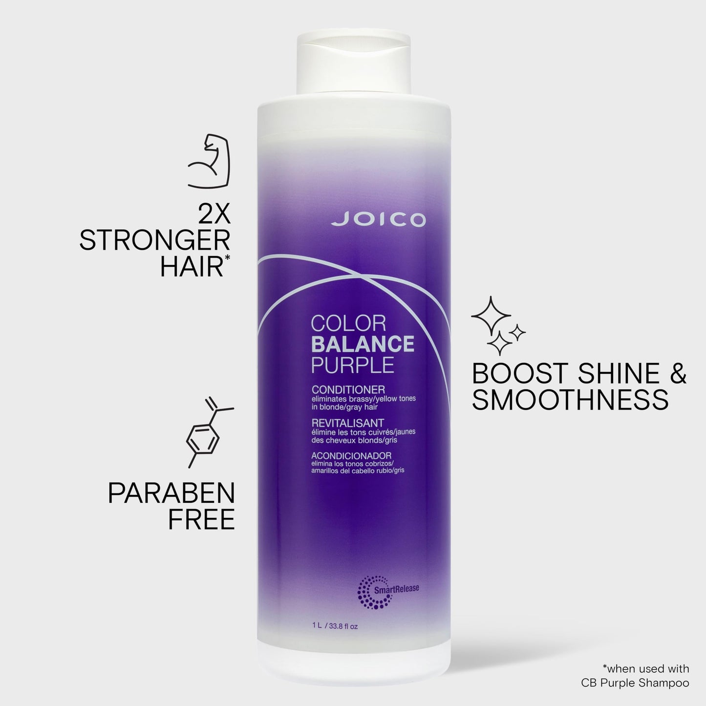 Joico Color Balance Purple Conditioner | For Cool Blonde or Gray Hair | Eliminate Brassy Yellow Tones | Boost Color Vibrancy & Shine | UV Protection | With Rosehip Oil & Green Tea Extract