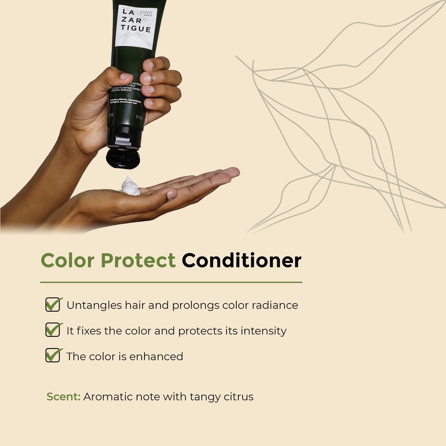 Lazartigue Color Protect Conditioner, Botanical & Vegan, Sulfate-Free, Silicone-Free Color and Radiance Protection With Camilla Oil, 5.1 Fl.Oz.