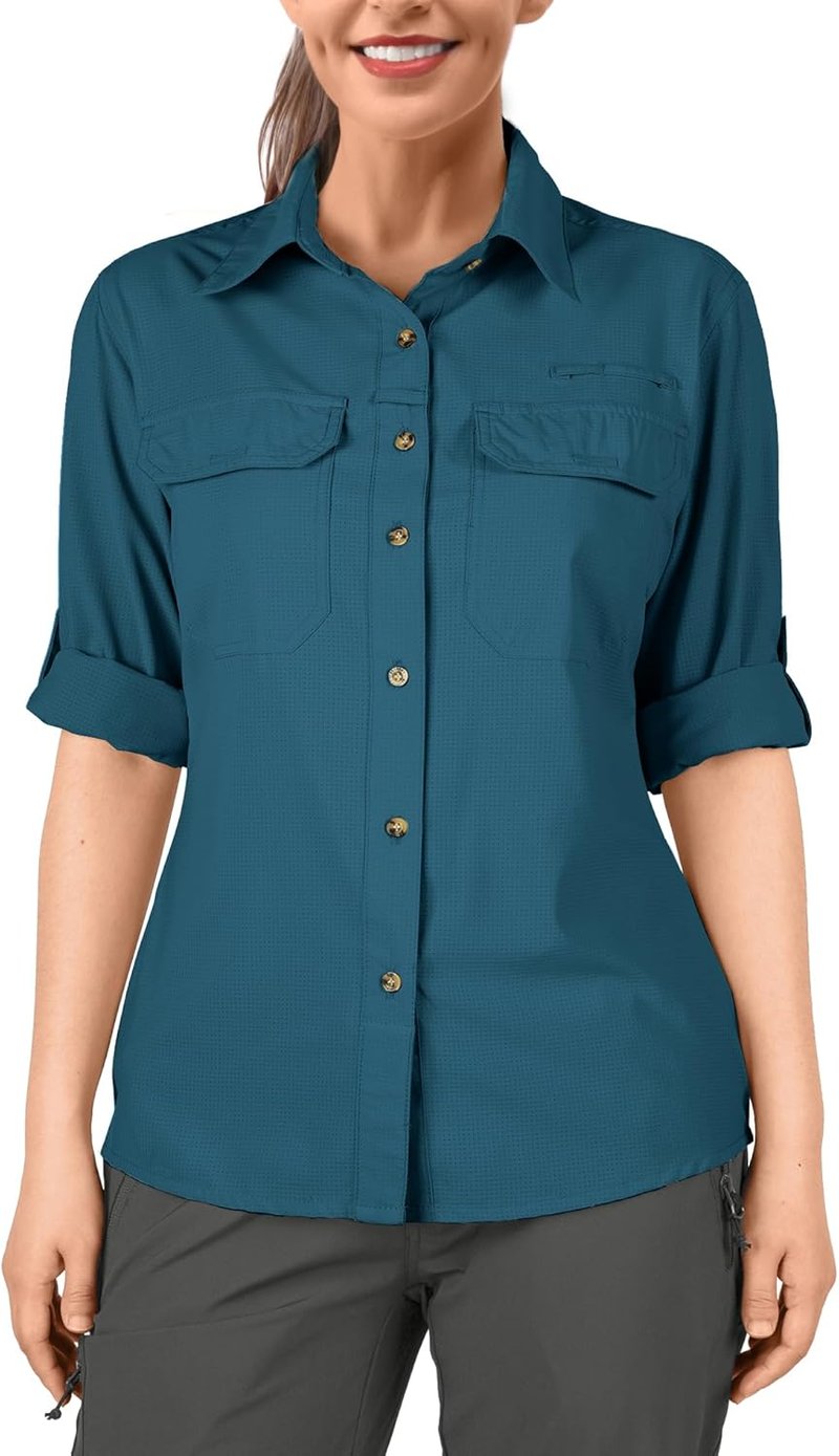 Women's UPF 50 UV Sun Protection Shirt - Cool Quick Dry Long Sleeve for Fishing, Hiking & Travel | 33,000ft