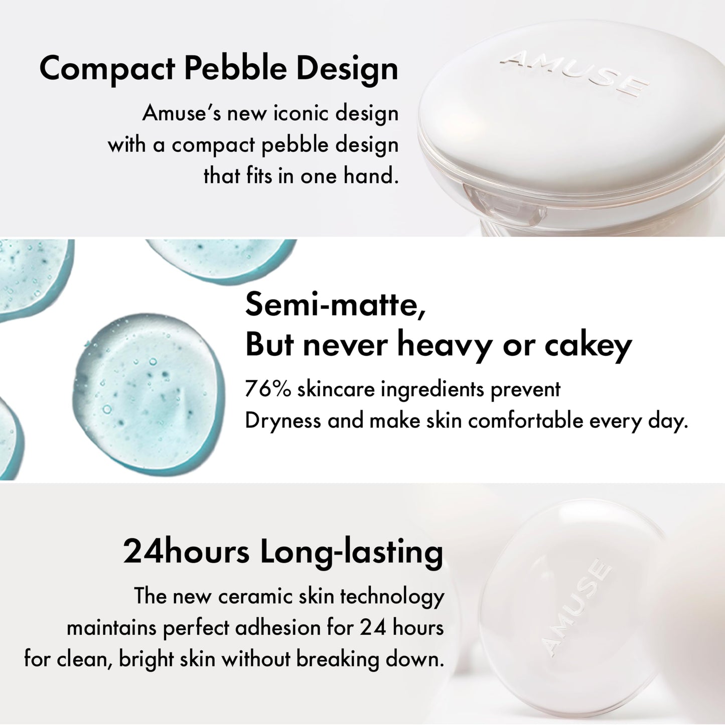 AMUSE SEOUL Ceramic Skin Perfector Cushion Foundation (02 HEALTHY) - Flawless Coverage, Semi Matte Glow, Long Lasting, Lightweight Satin Finish, Vegan, Korean Beauty Makeup (15g / 0.52oz.)