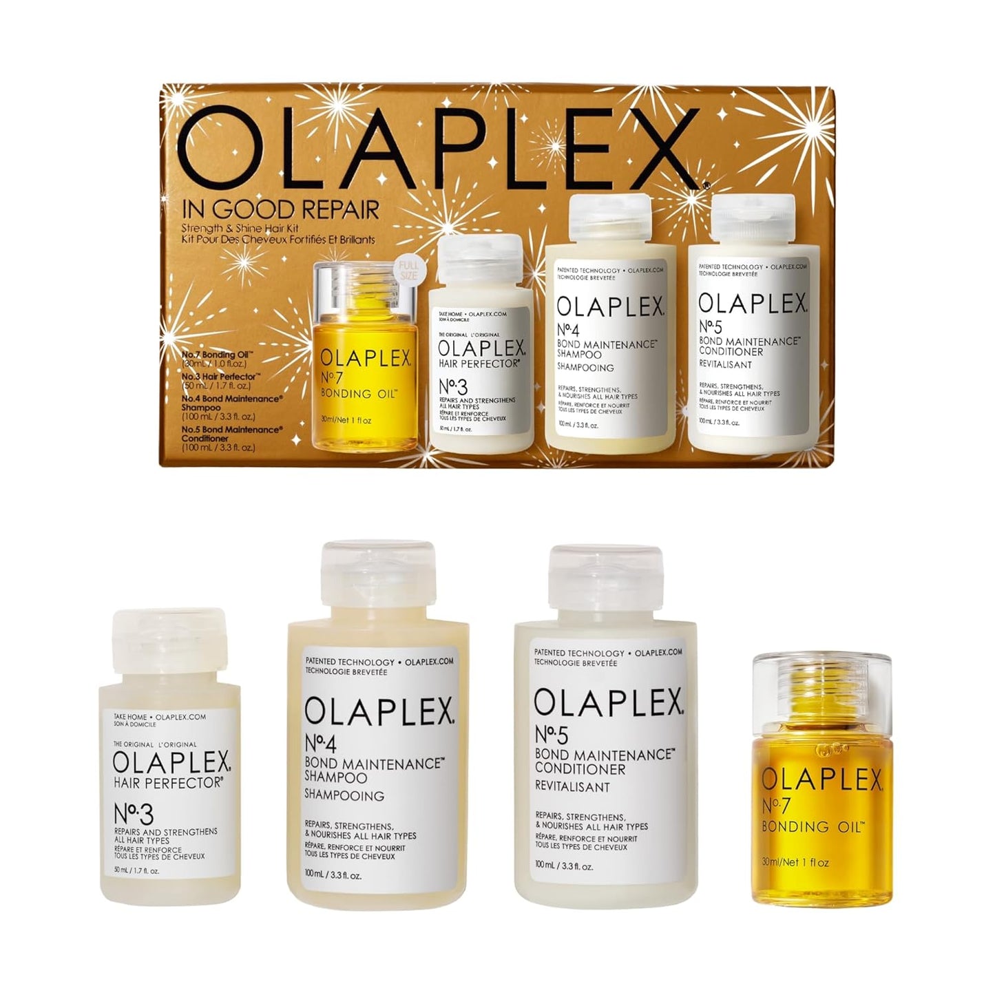 Olaplex In Good Repair Hair Kit | Hydrating Shampoo & Conditioner Set, Bonding Oil & Perfector for Frizz Control & Damage Repair