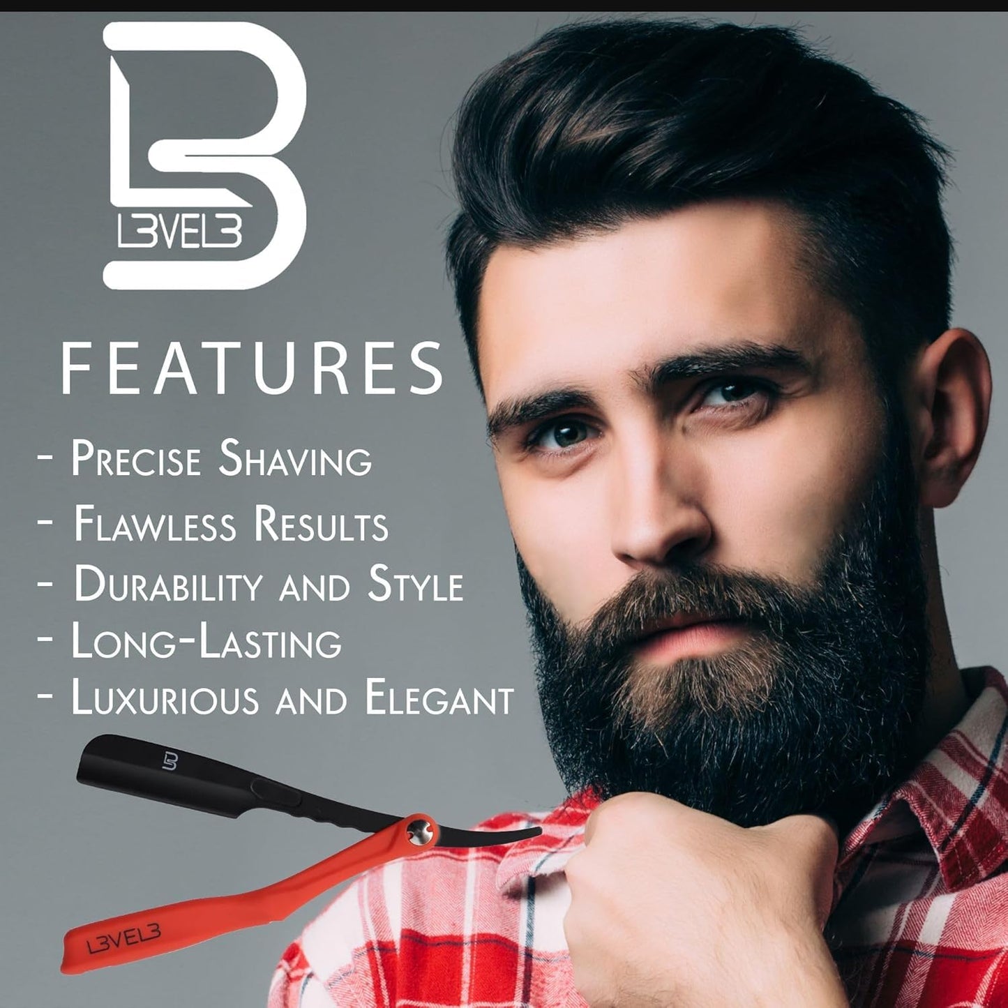 L3 Milly Razor - Fast and East to Assemble - Excellent Grip and Control - Straight Razor Holder- Level Three Razor Holder Black