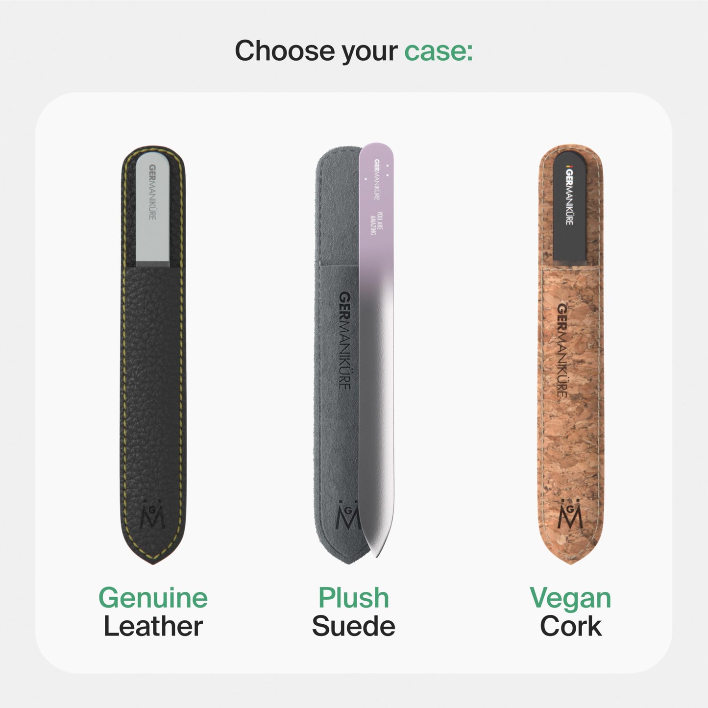 Germanikure Glass Nail File Set - Professional Manicure & Pedicure Kit - Ethically Made in Czech Republic - 2 Pc Black File Duo