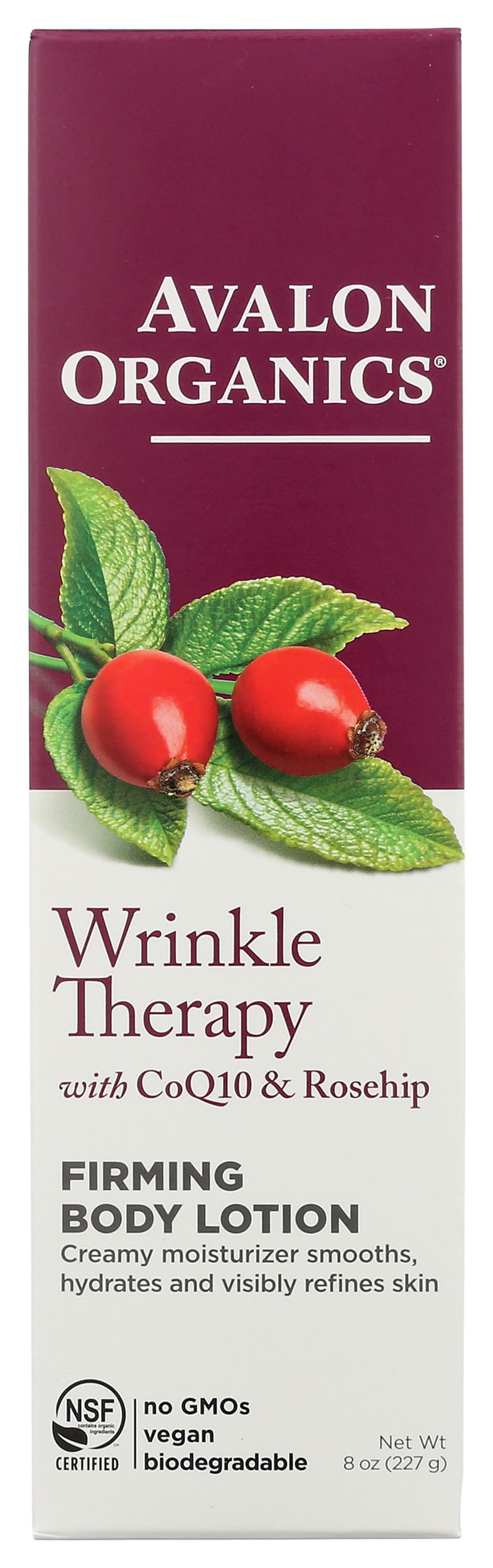 Avalon Organics Firming Body Lotion, Wrinkle Therapy with CoQ10 & Rosehip, 8 Oz