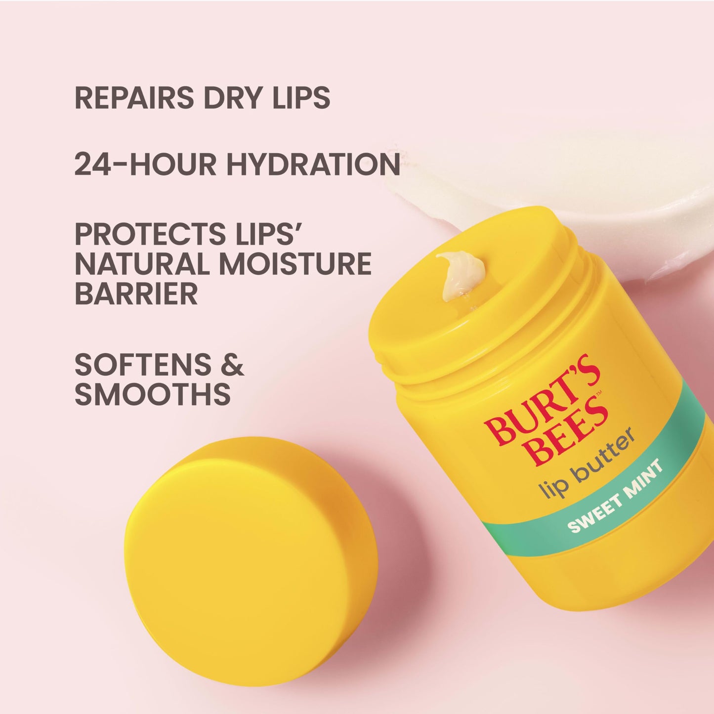 Burt's Bees Sweet Mint Lip Butter, Repairs Dry Lips, 24 Hour Hydration, Locks in Moisture, Includes Shea and Mango Butters, Antioxidant Rich Vitamin E, Convenient Twist Up Dispenser, 0.5 Oz.