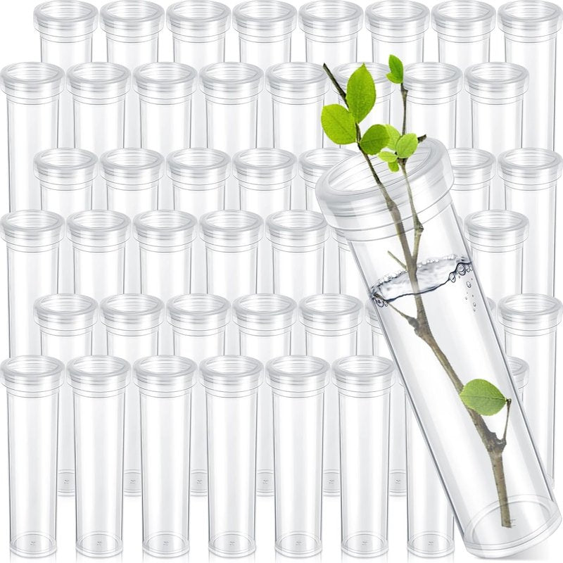 Hushee Floral Tubes - 100 Pcs 60ml Water Tubes for Milkweed Cuttings | 4.33 Inch for Flower Arrangements