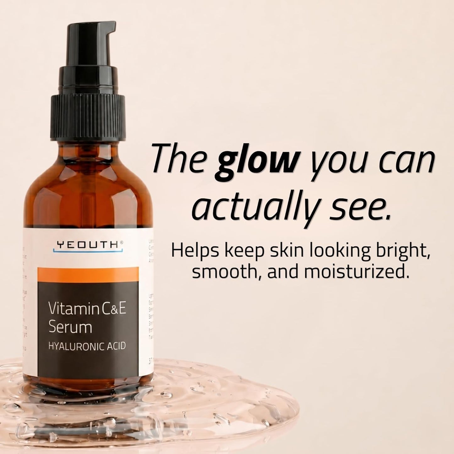 Vitamin C Serum for Face - Brightening with Hyaluronic Acid & Vitamin E | 2 oz