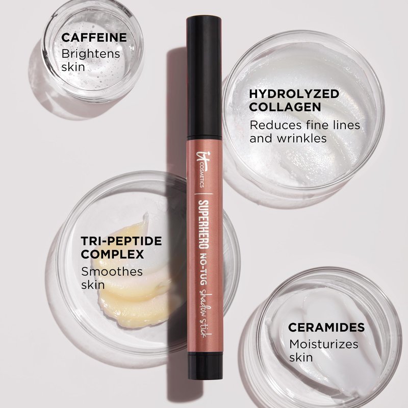 IT Cosmetics Superhero No-Tug Waterproof Eyeshadow Stick, Super Slate - Metallic Pewter - Longwear, Blendable Cream Eyeshadow with Built-In Primer - Suitable for Sensitive Eyes - 0.05 oz