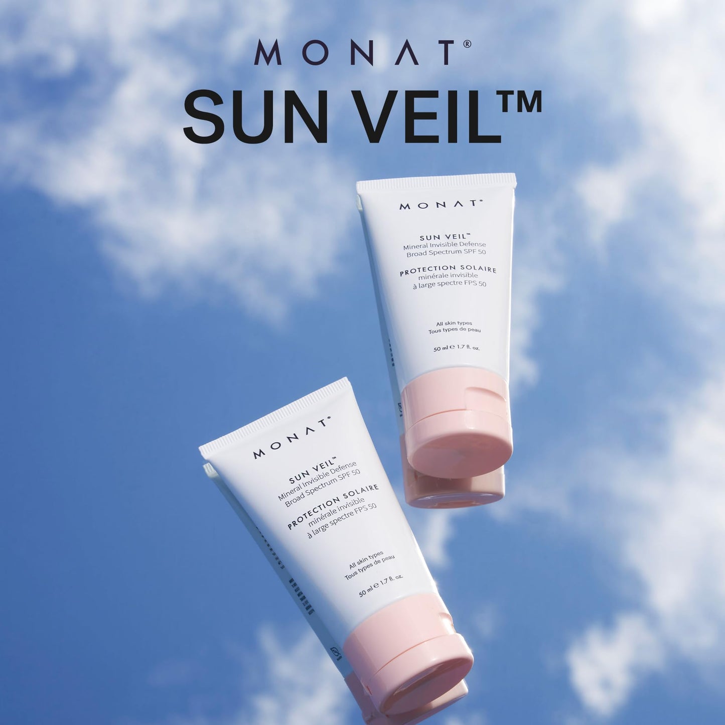 MONAT Sun Veil Mineral Sunscreen for Face SPF 50, Tinted Invisible Defense, Broad Spectrum Oil Free Facial Sunscreen with Zinc Oxide, Niacinamide & Vitamin E, 1.7 Fl Oz