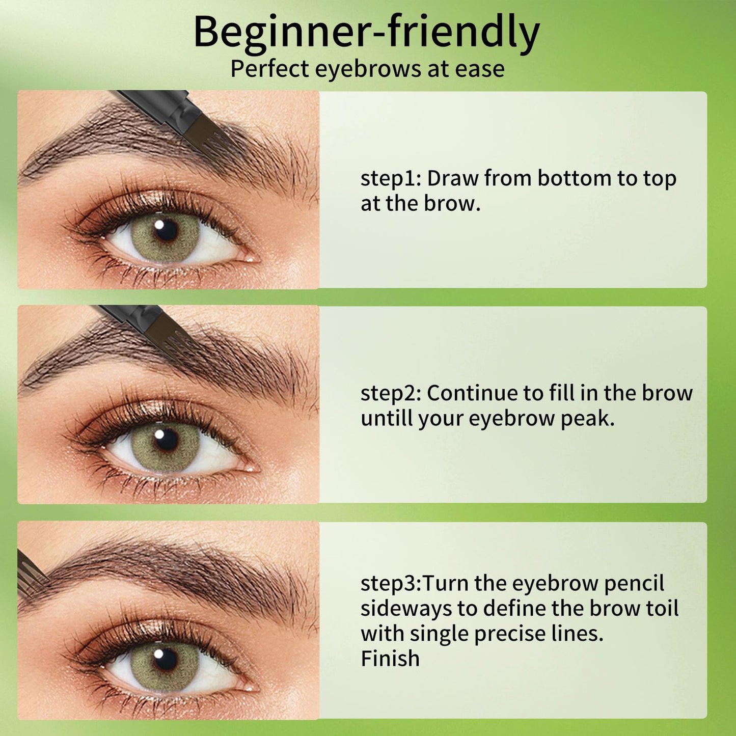 4-Tip Liquid Brow Pen,Ultra Fine Tip,Brows,Liner,Beard,Hair(3# Dark Brown)