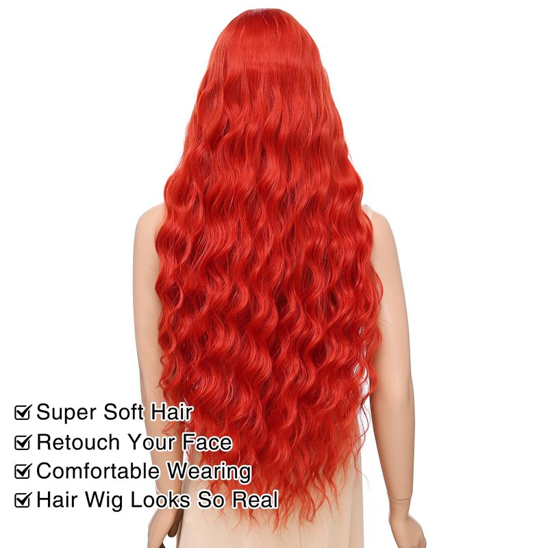 Atohallan Long Black Wig for Women 36 inch Super Long Water Wavy Wigs Heat Resistant Synthetic Soft Wavy Fluffy Curly Wig for Daily Party Use Halloween Wig