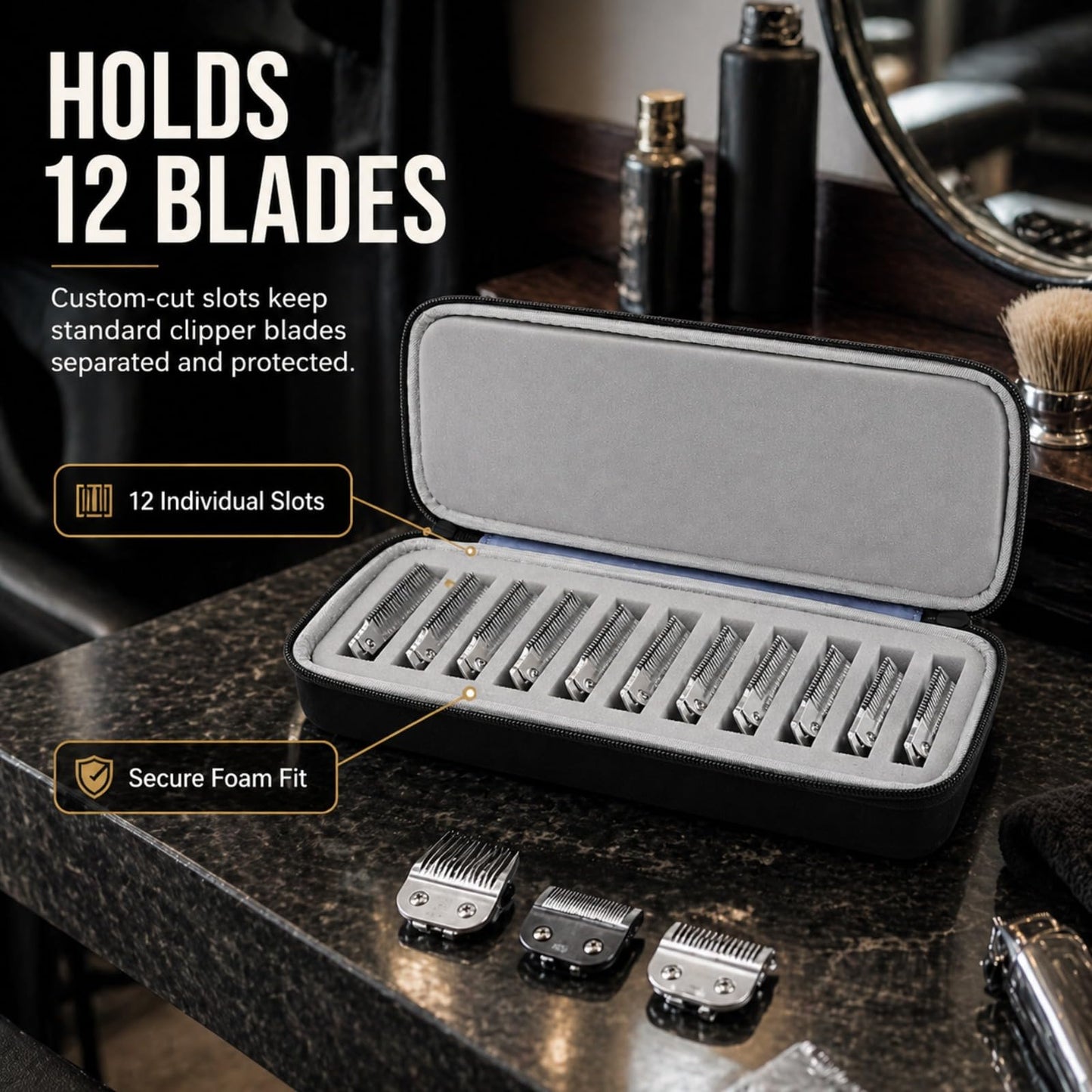 Comecase Clipper Blade Case Holder Organizer, Hard EVA Travel Carrying Storage for Wahl/for Andis/for Oster A5 Detachable Blades, Holds 12 Blades for Barbers and Pet Groomers (Box Only)