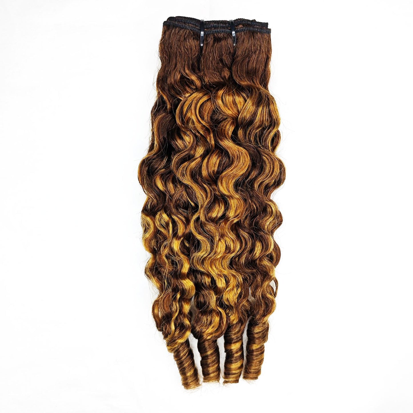Highlight Honey Blonde Ombre Human Hair Bundles Burmese Curly Bundles Human Hair Ombre Highlight Water Wave 1 Bundle 20 Inches Quick Weave with Spiral End 3c4a for Black Women 4/27
