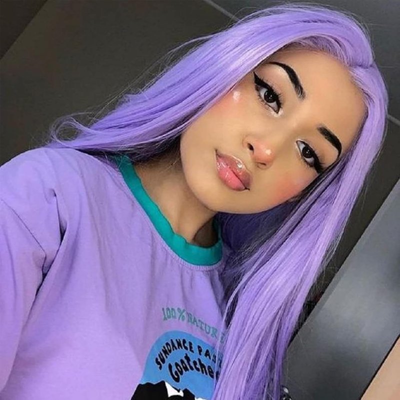 Lavender Purple Lace Front Wig - Straight Synthetic Heat Resistant Hair | 22 Inch Cosplay & Daily Wear