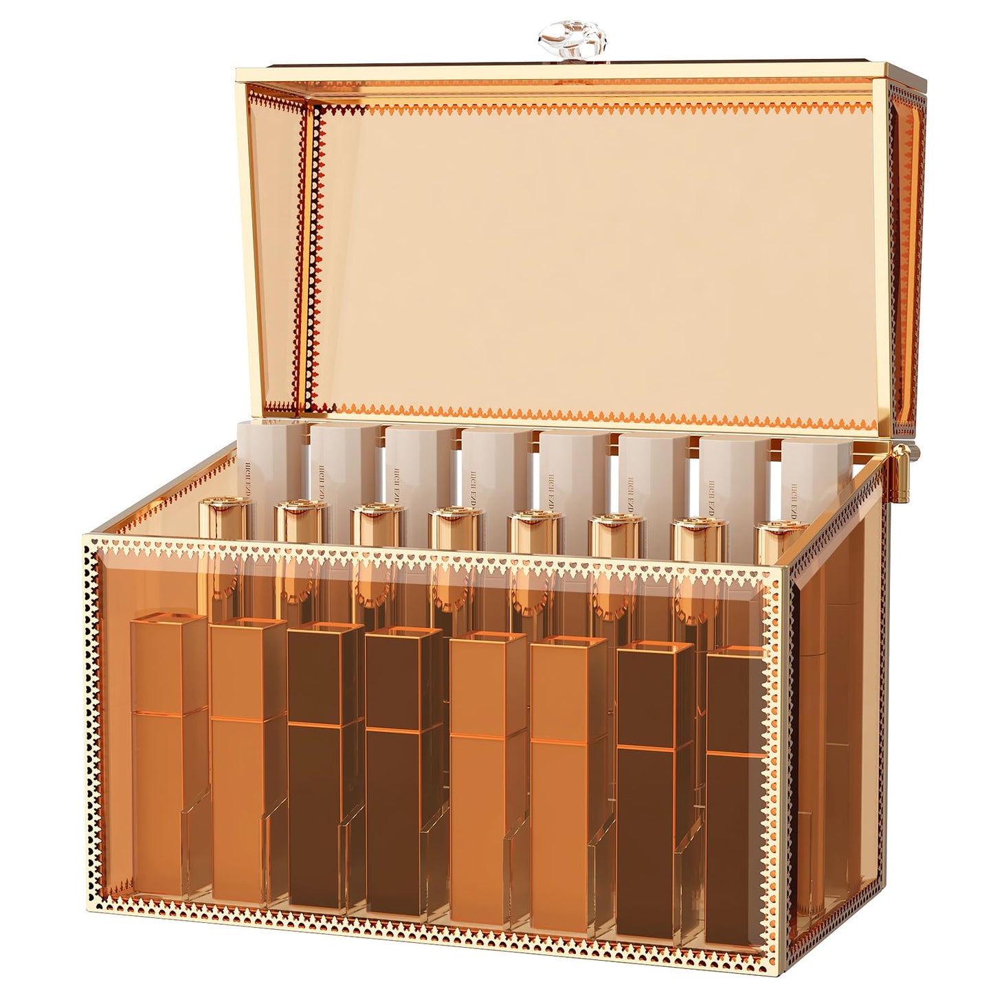 Youdepot Lipstick Organizer Holder - 24 Spaces, Tempered Glass Lip Gloss and Perfume Organizer,Vanity Lipstick Holder and Organizer.