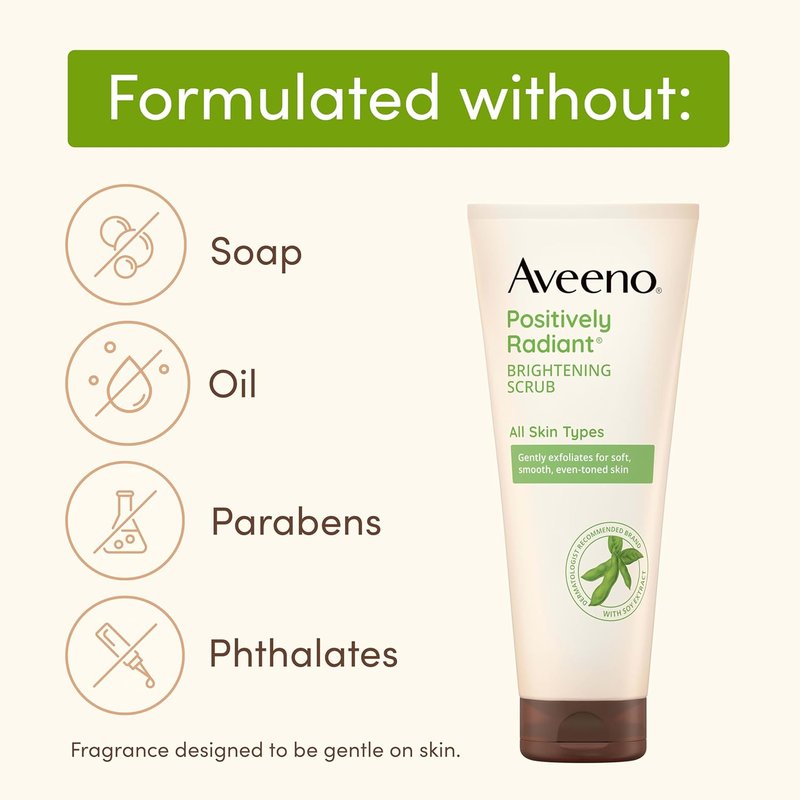 Aveeno Skin Brightening Exfoliating Daily Facial Scrub - Gentle Soy Extract, Oil-Free, 5 oz