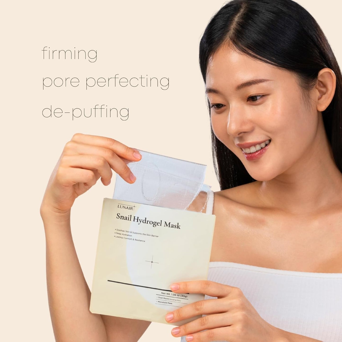 Lunair Snail Hydrogel Face Mask - Soothing Korean Skincare Sheet Mask for Deep Hydration | 5 Sheets