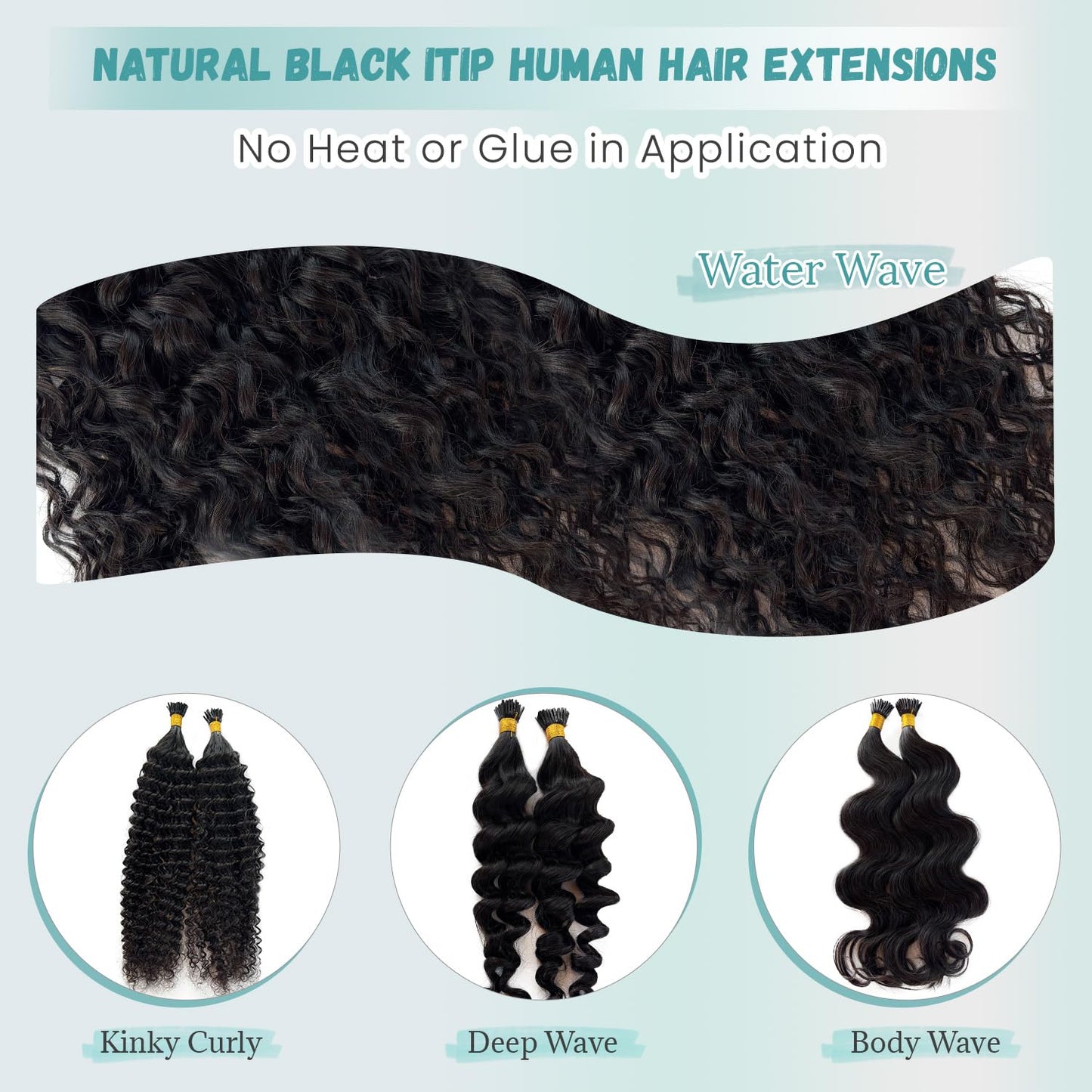 I Tip Hair Extensions Human Hair Body Wave I Tip Extensions Real Human Hair Natural Black Wavy Cold Fusion Remy Hair Keratin Tips for Black Women 20 Inch 50 Strands 50Grams