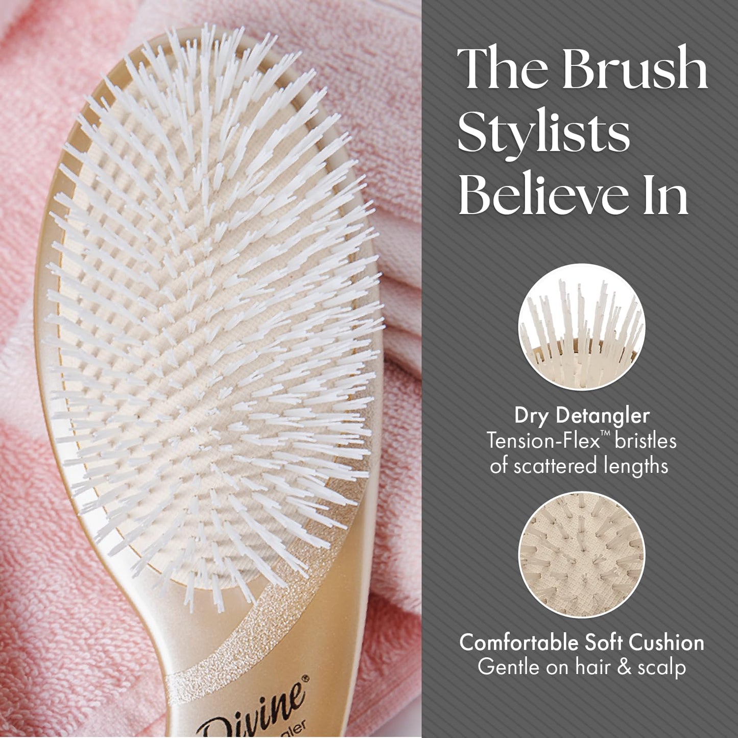 Olivia Garden Divine Paddle Brush for Women and Men - Professional Hair Brush for Thick and Fine Hair - Ideal for Straight, Wavy, and Curly Hair - Ergonomic Design