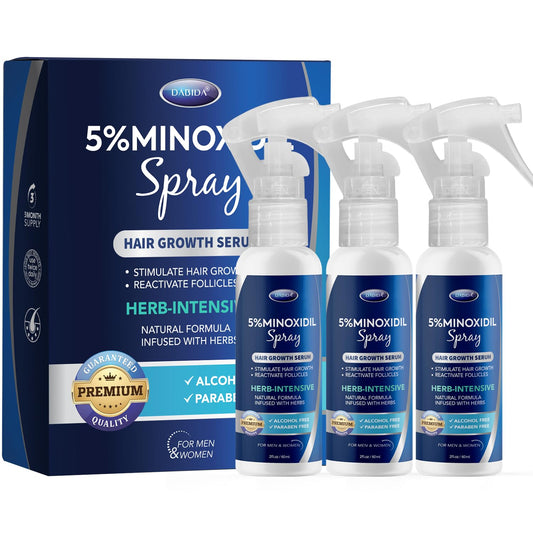 5% Minoxidil Hair Growth for Men and Women: Extra Strength Minoxidil and Biotin Beard Regrowth (2 Fl Oz, Spray 3pcs)