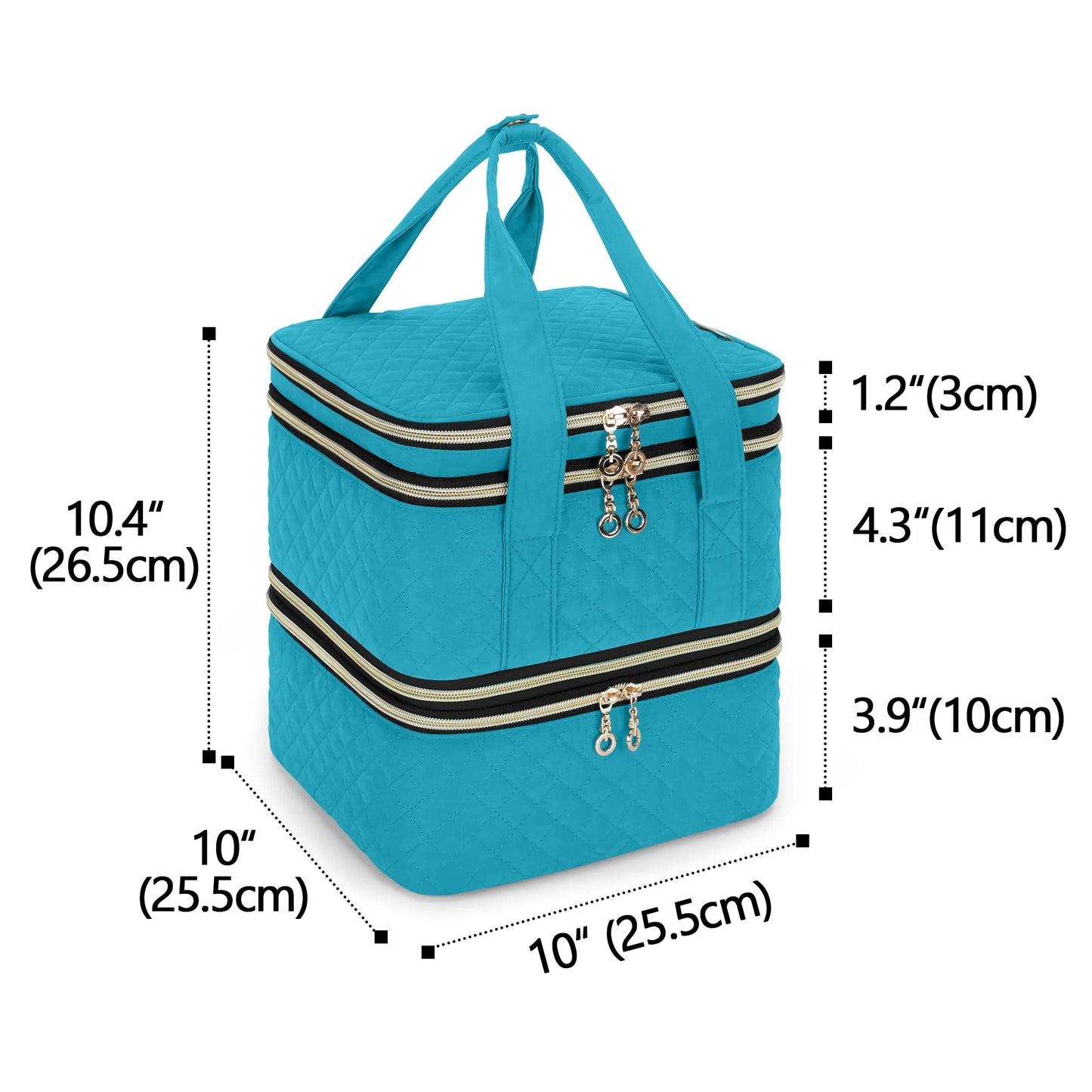Yarwo Nail Polish Organizer - 72 Bottle Case (15ml/0.5 fl.oz), Detachable 3-Layer Storage Bag with Removable Dividers for Nail Lamp & Tools, Teal