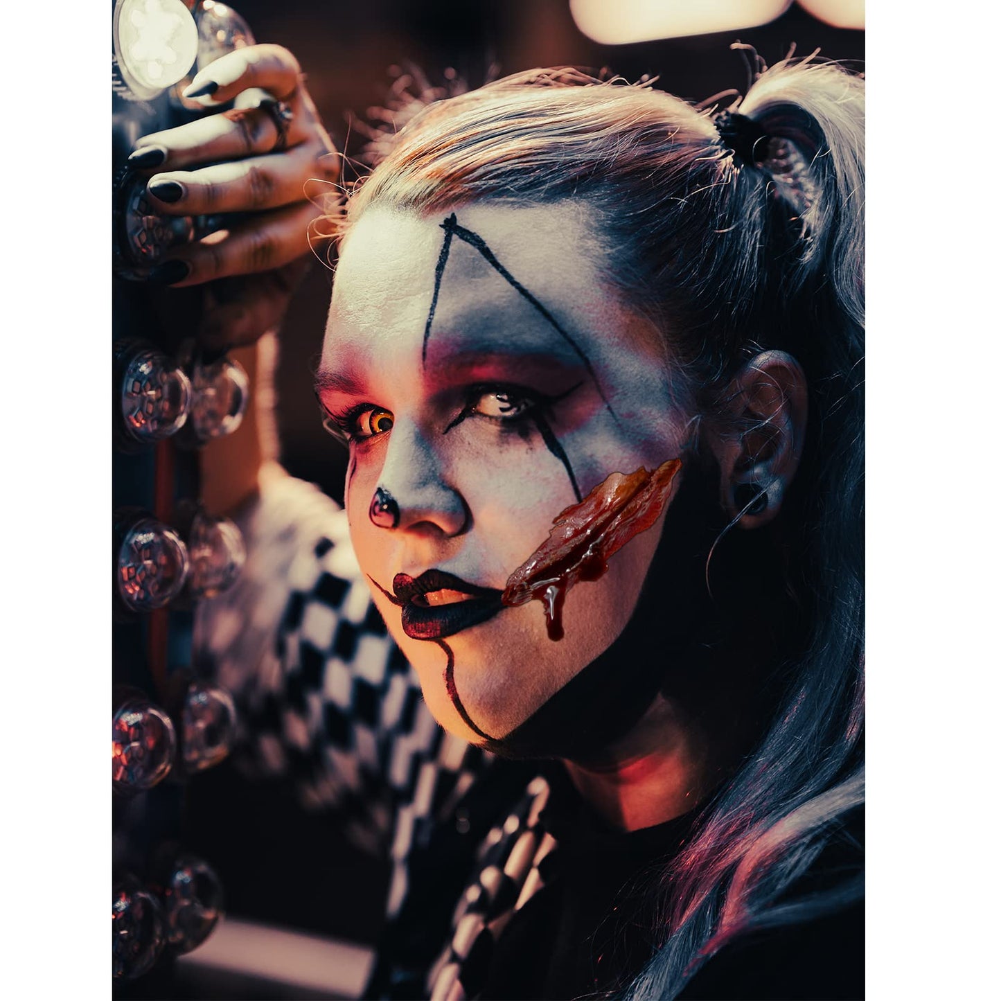 Halloween Temporary Tattoo - Bloody Wound Tattoos Realistic Blood Stickers Fake Scary Face Zombie Makeup Tattoos for Cosplay Party Masquerade Prank Prop Decorations for Women Man Adults (6 Sheets)