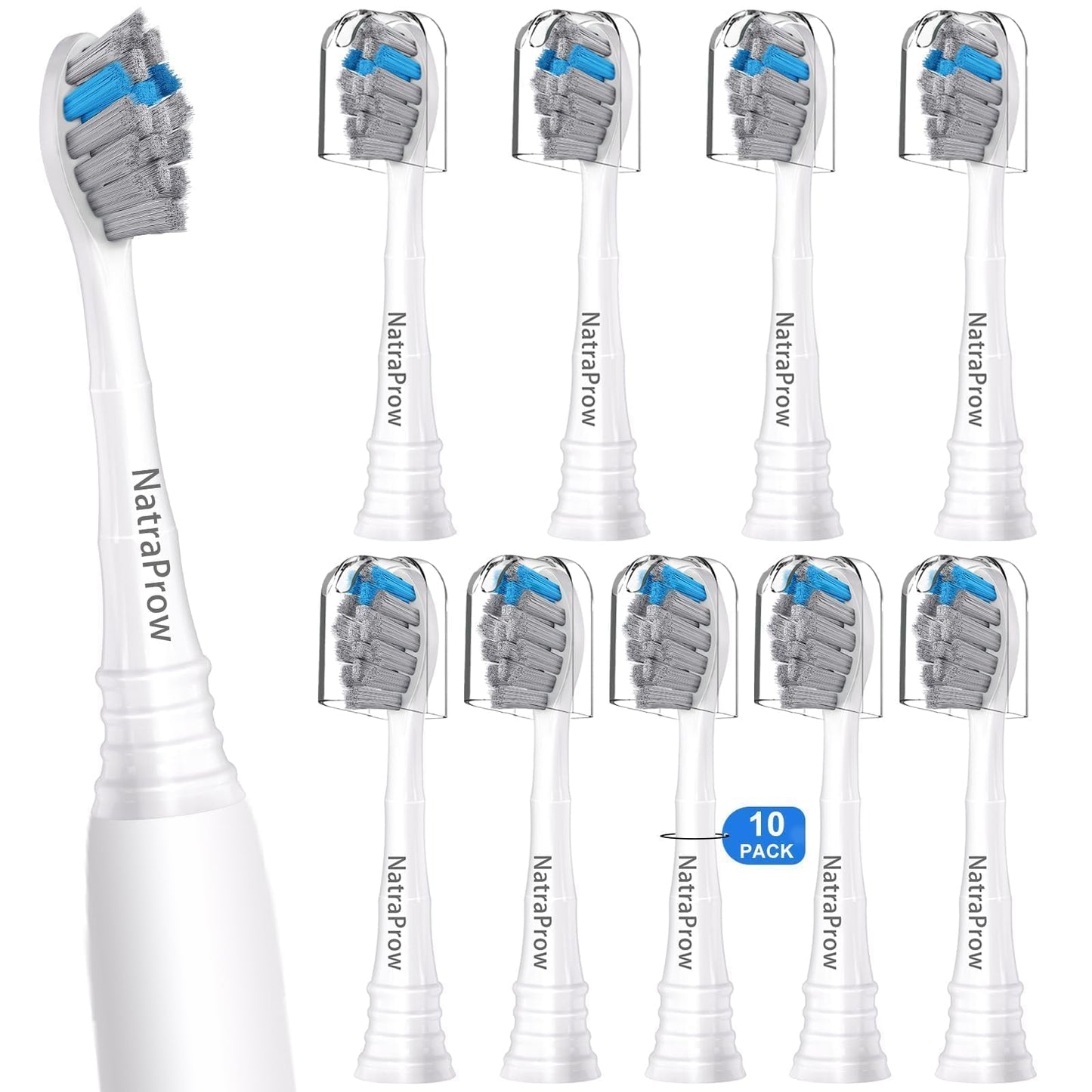 Replacement Toothbrush Heads Compatible with Philips Sonicare 5300 6500 6100 ProtectiveClean, HX6 HX9 C-2 Series Brush Heads Refills, Charcoal, 10 Pack