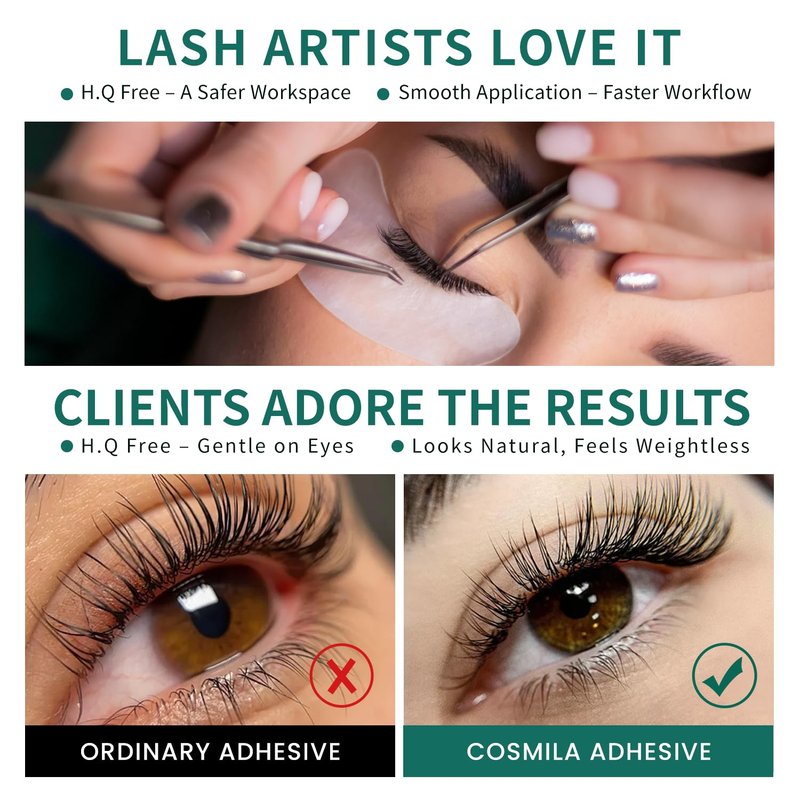 COSMILA Pro Eyelash Extension Glue – HQ Free – 99.8% Japan Monomer, Ultra-Stable – All-Climate, Sensitive-Friendly, Extra Strong – 8 Weeks Retention – for Lash Technicians – 5ml (<0.5s)