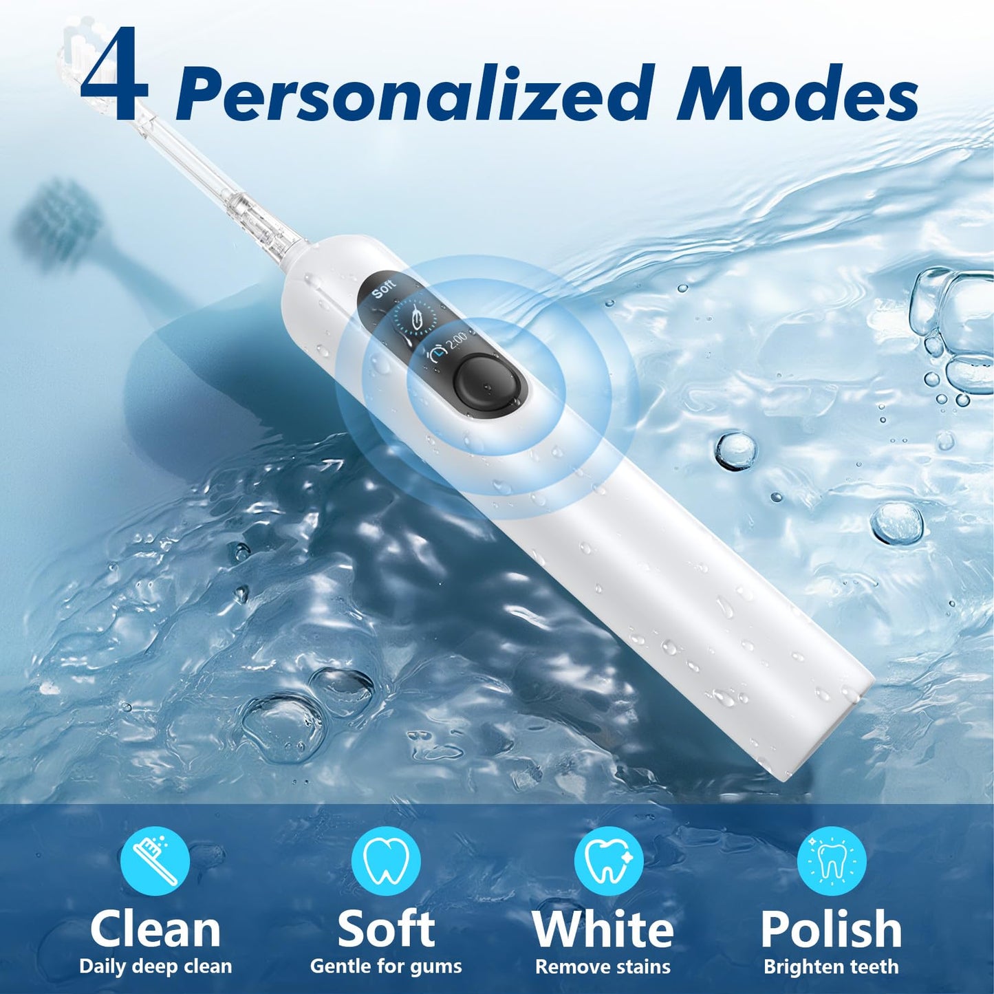 Nefwhof Electric Toothbrush for Adults, Rechargeable Sonic Toothbrush with 42,000 VPM, 5 Modes, 2-Min Timer, IPX7 Waterproof, 6 Brush Heads, Travel Friendly
