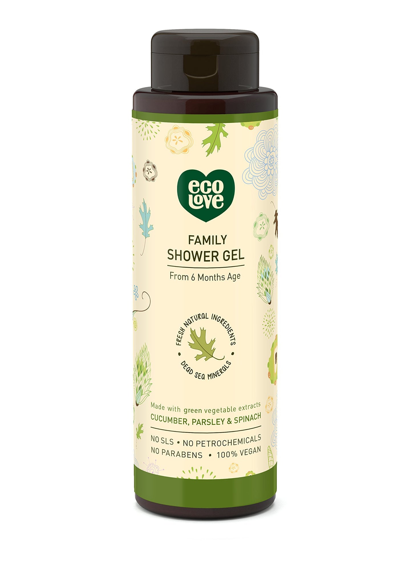 ecoLove Organic Vegan Cucumber Spinach Parsley Moisturizing Body Wash and Hand Soap Bundle
