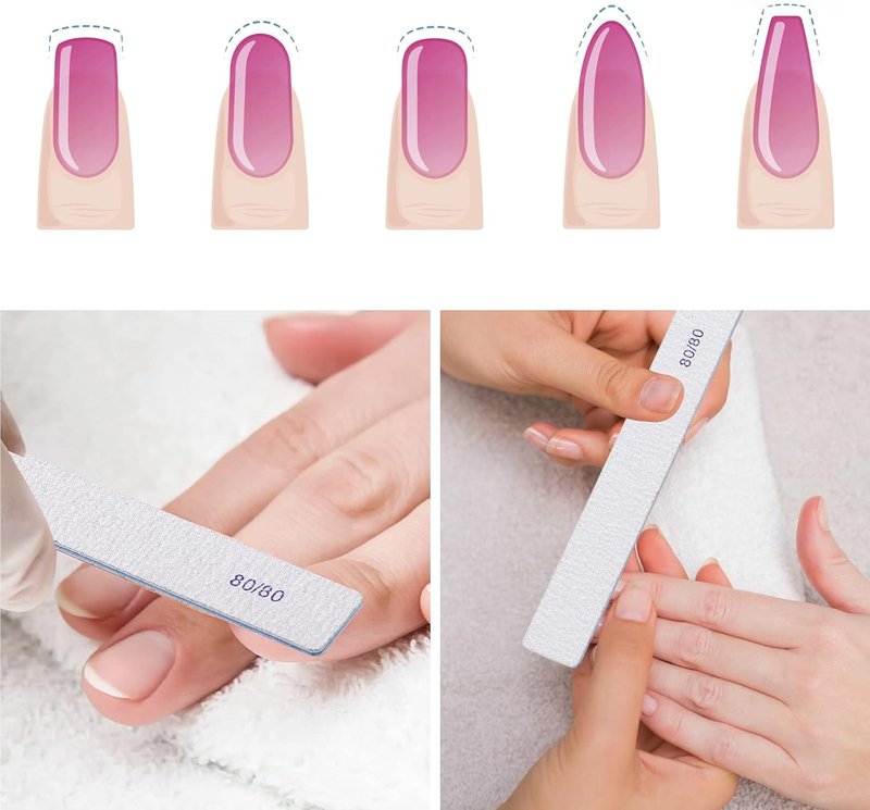 Rectangle Nail Files - 100 Count 80/80 Grit Coarse Double-Sided Emery Boards for Acrylic Nails | Reusable Manicure Tools