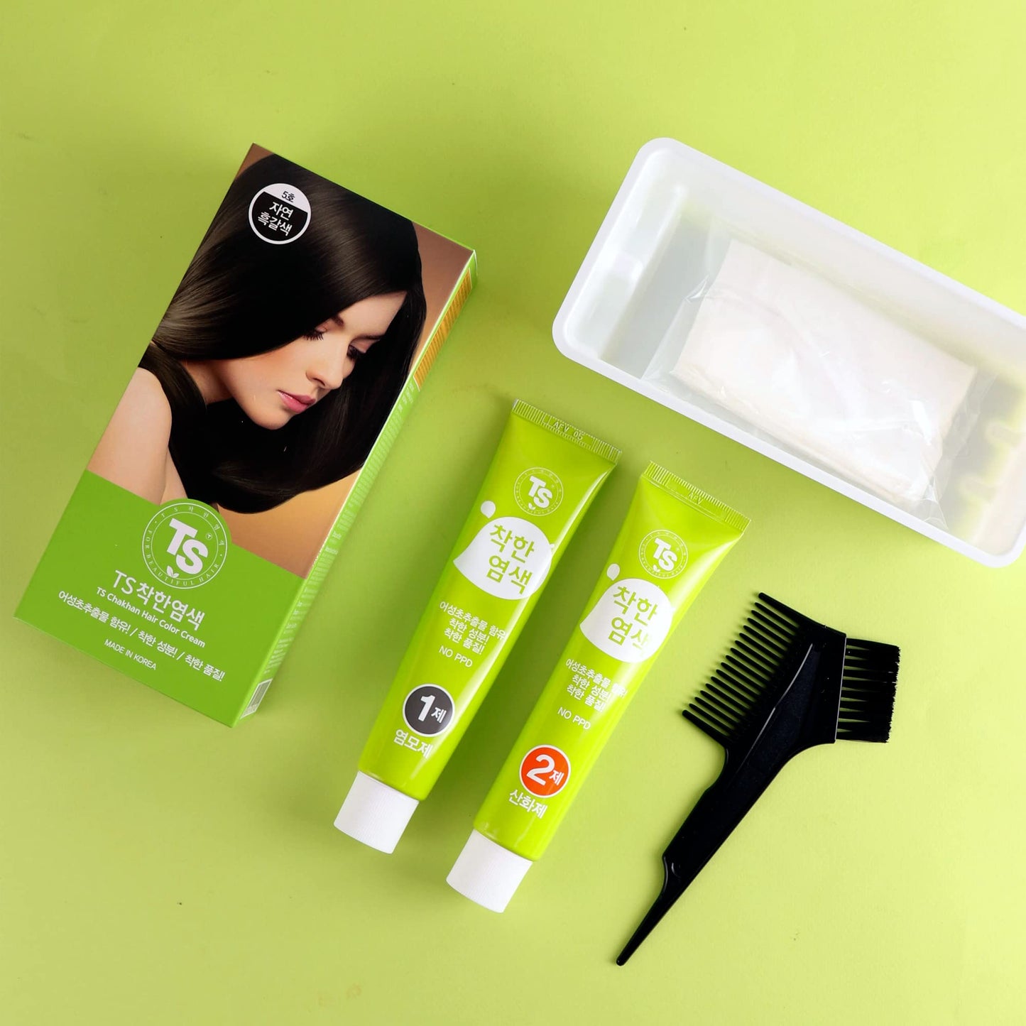 【 Pack of 2 】 TS Chakhan Hair Color Cream, Permanent Hair Dye for Grey Coverage, PPD free, Ammonia Free (No7. Light Brown)